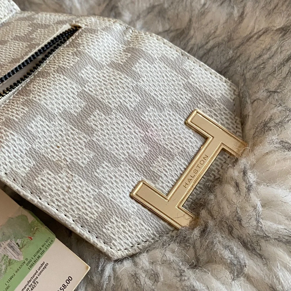 Halston Heritage Textured Cream Wallet with Gold Accent